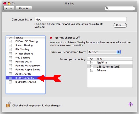 use a mac mini for internet shareing